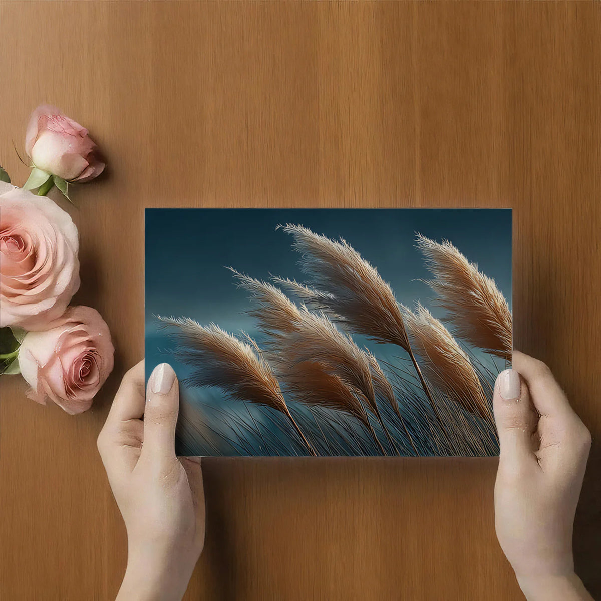Pampas Grass Landscape Mural Wallpaper — Moody Cinematic Style Mural Wallpaper - room preview 03