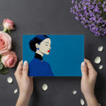 Minimalist Cheongsam Portrait Mural — Modern Blue Art Wallpaper Mural Wallpaper - room preview 03