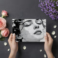 Abstract Ink Sketch Portrait Mural Wallpaper — Artistic Monochrome Mural Wallpaper - room preview 03