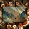 Zen Mountain Lake Mural Wallpaper — Calm Landscape Scene Mural Wallpaper - room preview 03