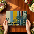 Modern Palm Geometric Mural Wallpaper — Mid-Century Botanical Art Mural Wallpaper - room preview 03