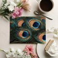 Macro Peacock Feather Mural Wallpaper — Luxurious Nature Pattern Mural Wallpaper - room preview 03