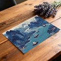 Cobalt Blue Sailboat Chinoiserie Mural Wallpaper — Traditional Art Mural Wallpaper - room preview 03