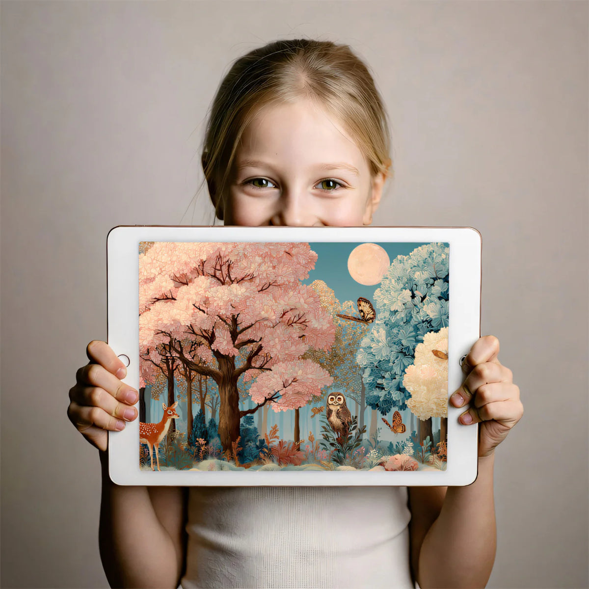Enchanted Woodland Mural Wallpaper with Moonlit Animals Mural Wallpaper - room preview 03