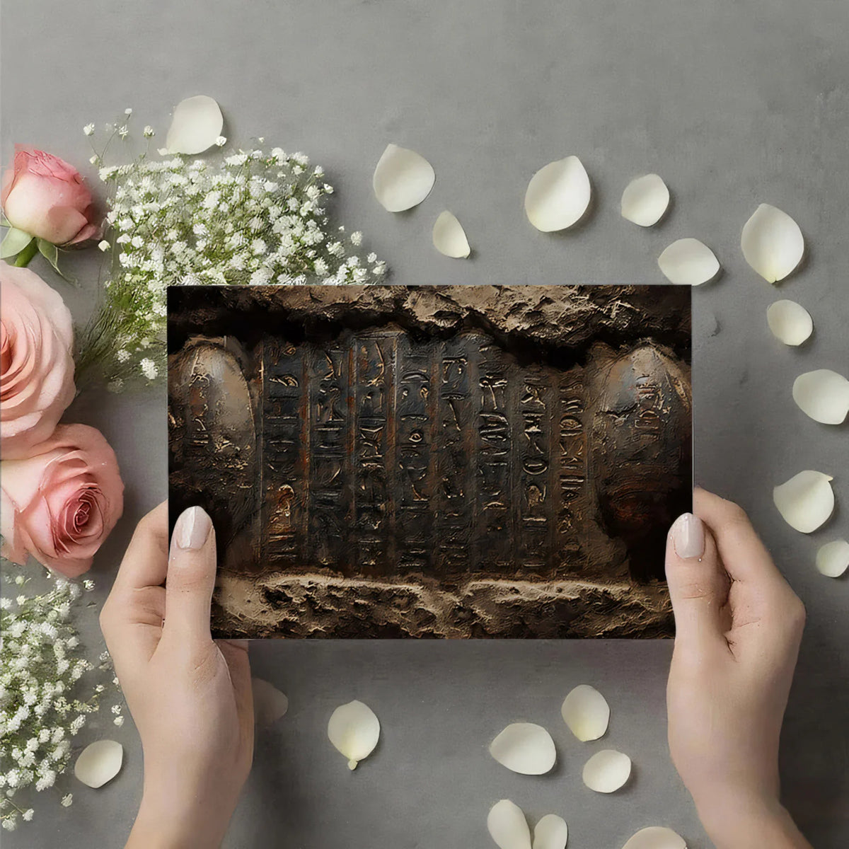 Ancient Egyptian Stone Hieroglyphics Mural Wallpaper - room preview 03
