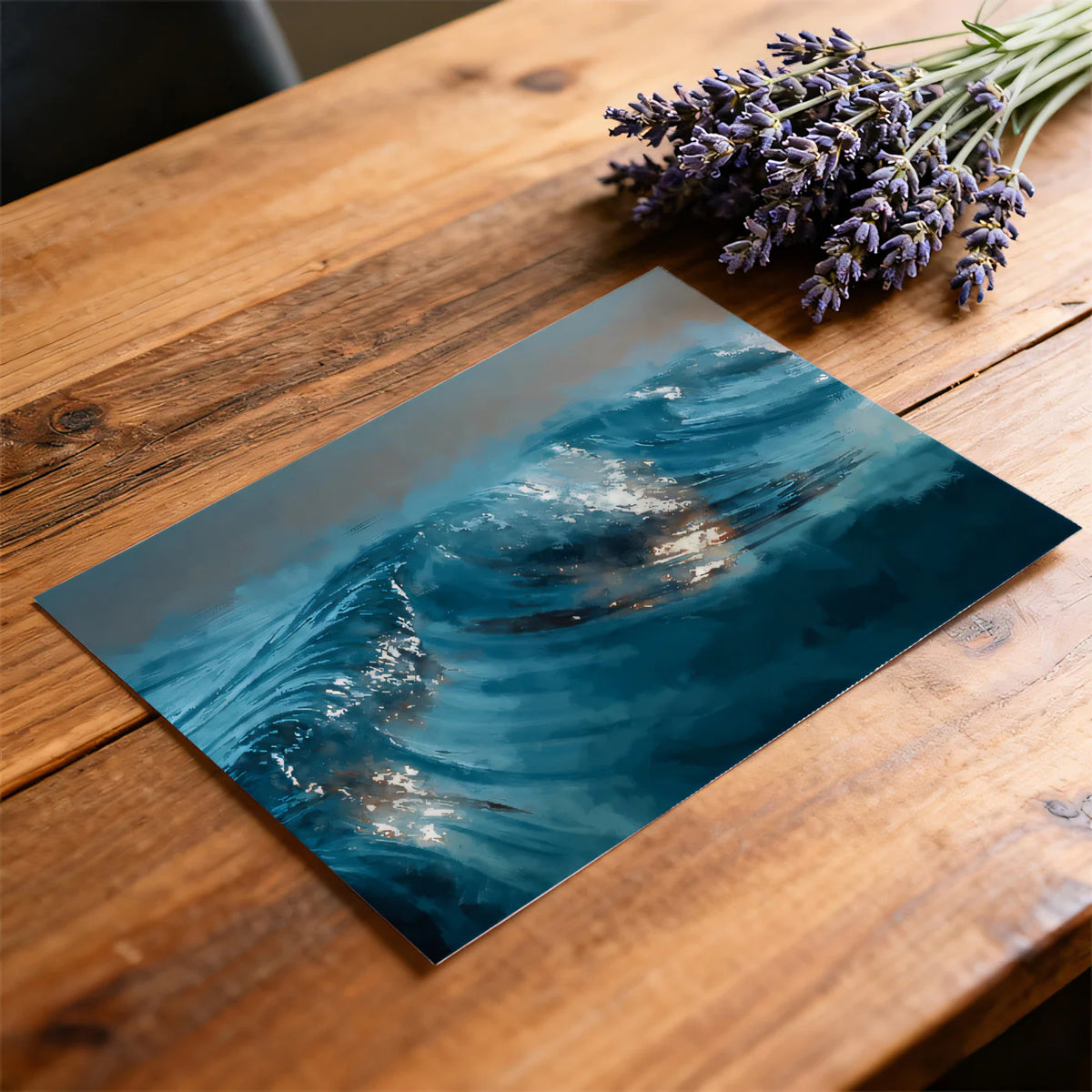 Crashing Ocean Wave Mural Wallpaper — Impressionistic Marine Art Mural Wallpaper - room preview 03