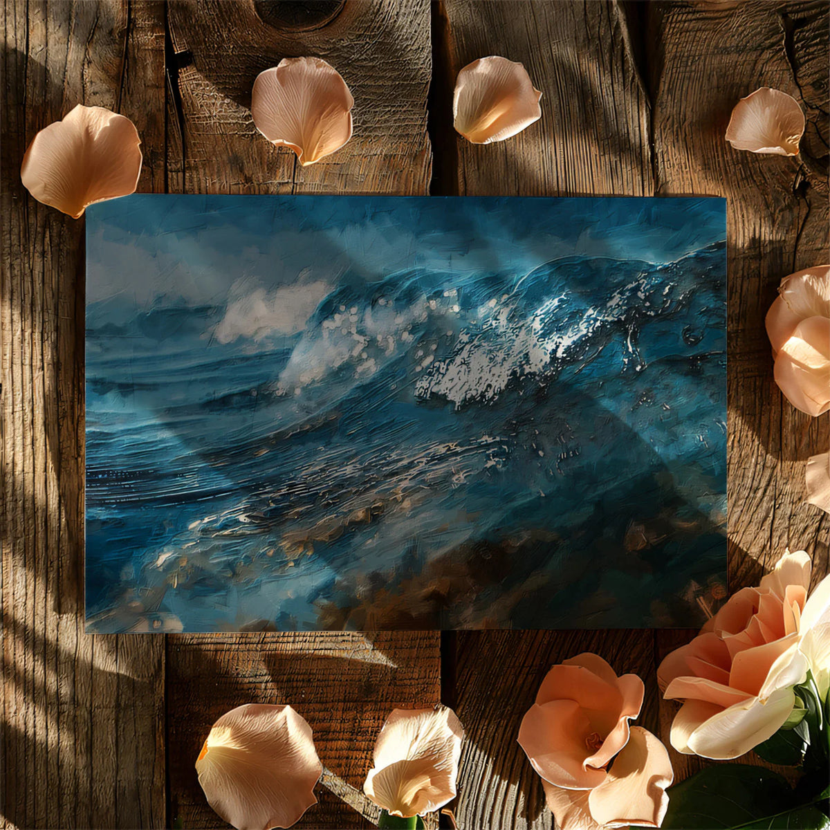 Crashing Ocean Wave Mural Wallpaper — Impressionistic Marine Art Mural Wallpaper - room preview 03