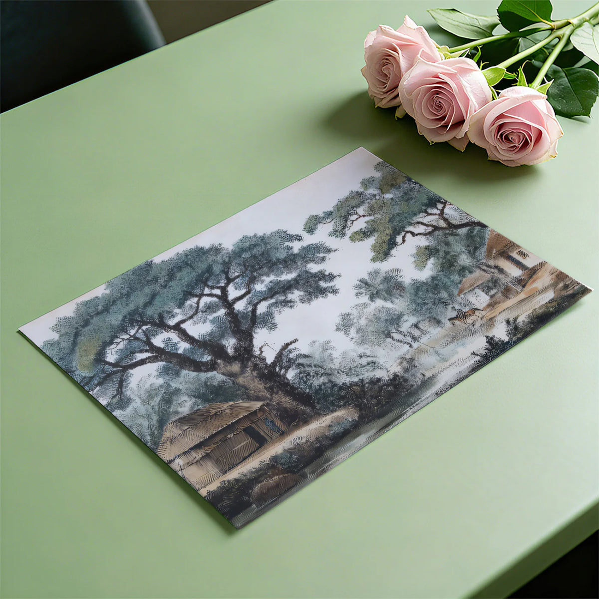 Colonial Tropical Village Mural Wallpaper — Vintage Illustration Mural Wallpaper - room preview 03