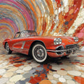 Vintage Classic Car Mural Wallpaper — Abstract Retro Motion Design Mural Wallpaper - room preview 03