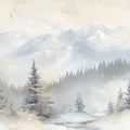 Alpine Winter Landscape Mural Wallpaper — Impressionistic Oil Style Mural Wallpaper - room preview 03