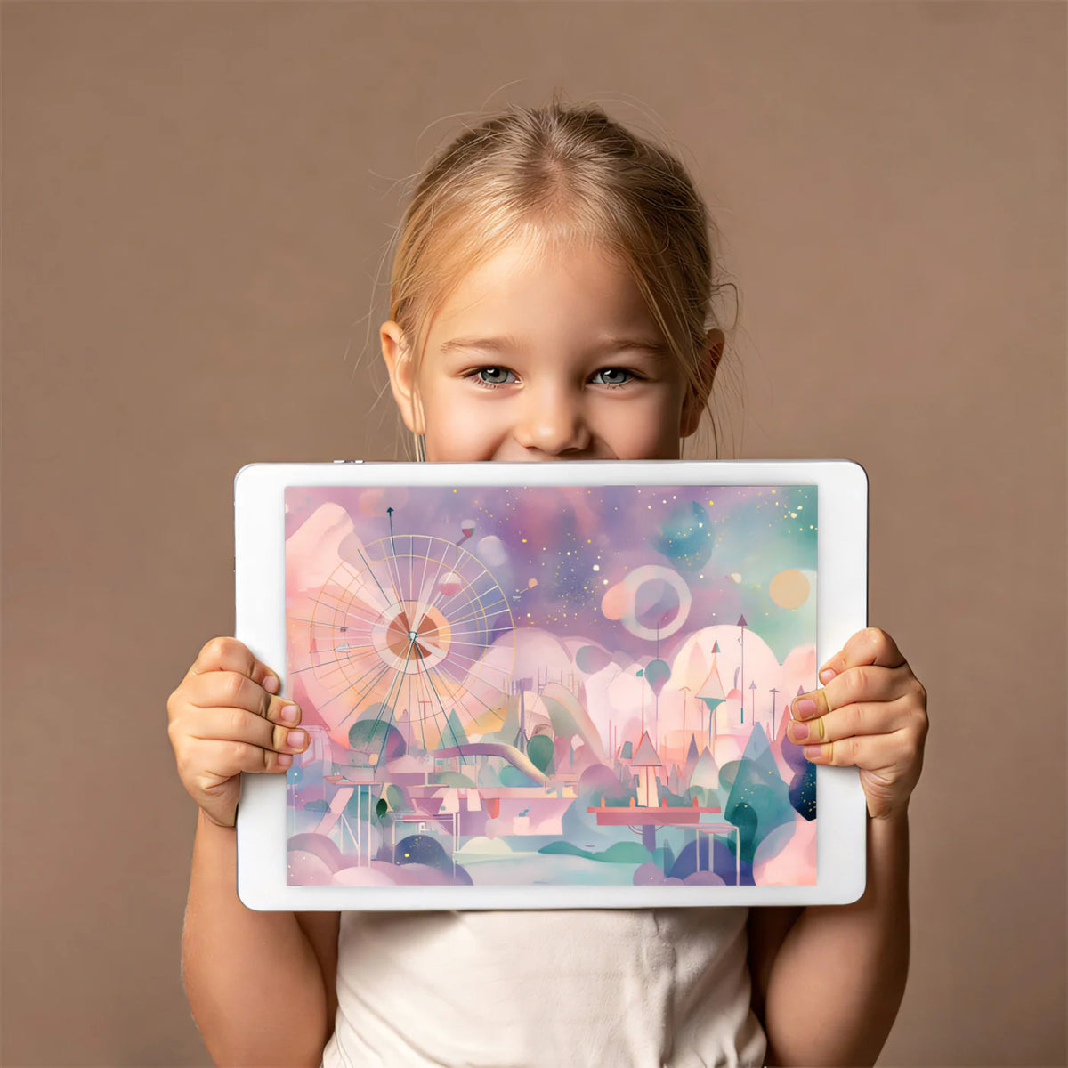 Abstract Celestial Fairground Mural - Dreamy Pastel Galaxy Wall Decor Mural Wallpaper - room preview 03