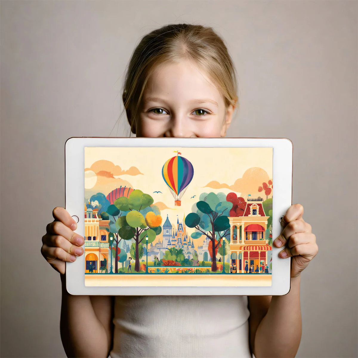 Main Street Parade Mural Wallpaper — Whimsical Retro Cartoon City Mural Wallpaper - room preview 03