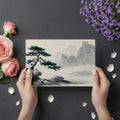 Misty Pine Peak Mural Wallpaper — Traditional Ink Landscape Mural Wallpaper - room preview 03
