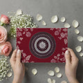 Burgundy Mandala & Chrysanthemum Mural — Traditional Wall Art Mural Wallpaper - room preview 03