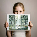 Misty Deer Forest Mural Wallpaper — Impressionistic Woodland Scene Mural Wallpaper - room preview 03