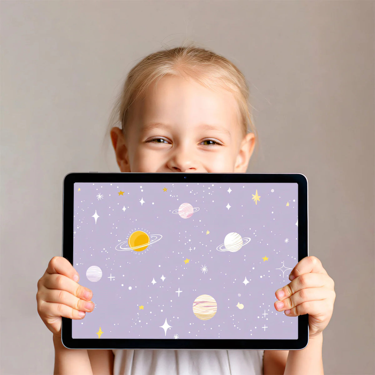 Celestial Galaxy Mural Wallpaper — Whimsical Lavender Space Design Mural Wallpaper - room preview 03