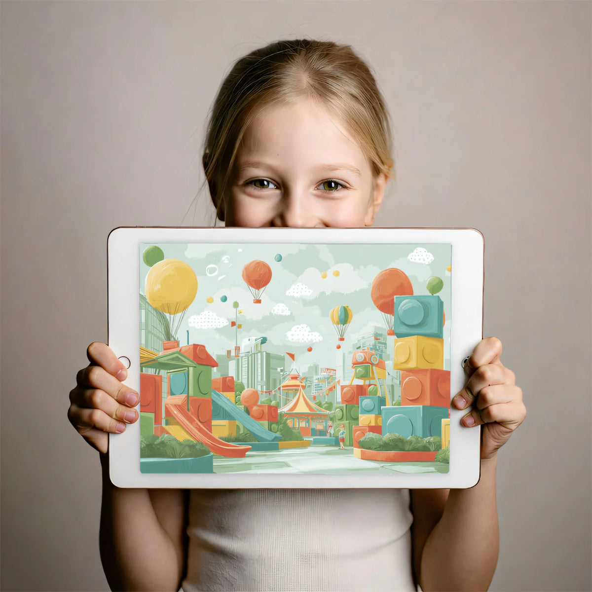 Toy Block Fairground Mural Wallpaper — Whimsical Playroom Design Mural Wallpaper - room preview 03