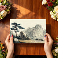 Zen Mountain Pine Mural Wallpaper — Traditional Landscape Art Mural Wallpaper - room preview 03