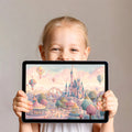 Fantasy Castle and Fairground Mural Wallpaper — Whimsical Decor Mural Wallpaper - room preview 03