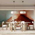 Fluid Terracotta and Teal Abstract Mural Wallpaper - room preview 03