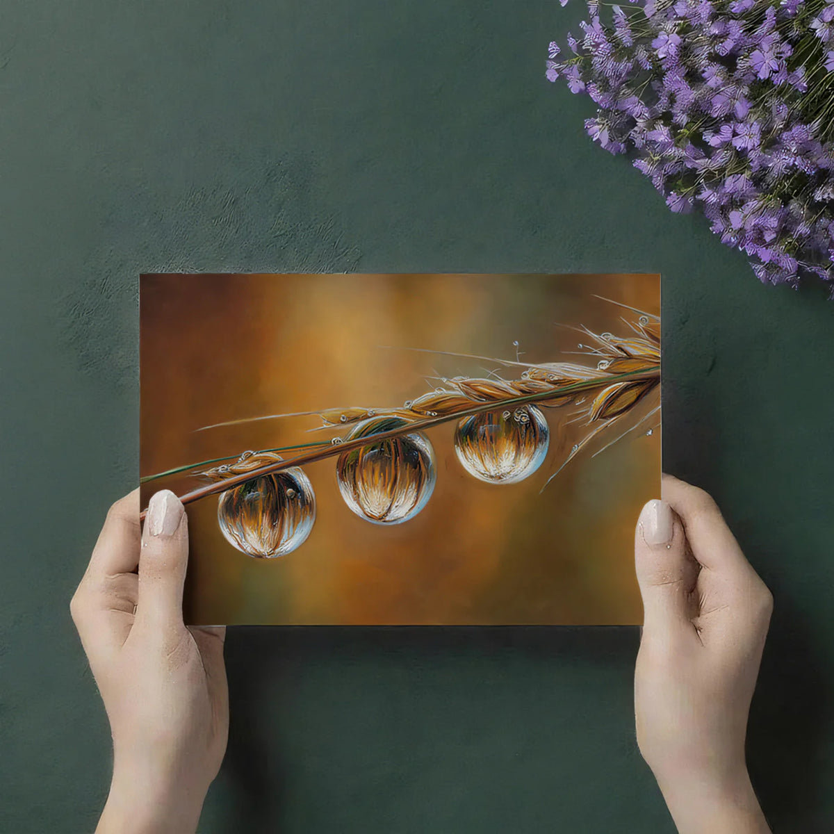 Golden Harvest Macro Mural Wallpaper — Warm Botanical Design Mural Wallpaper - room preview 03