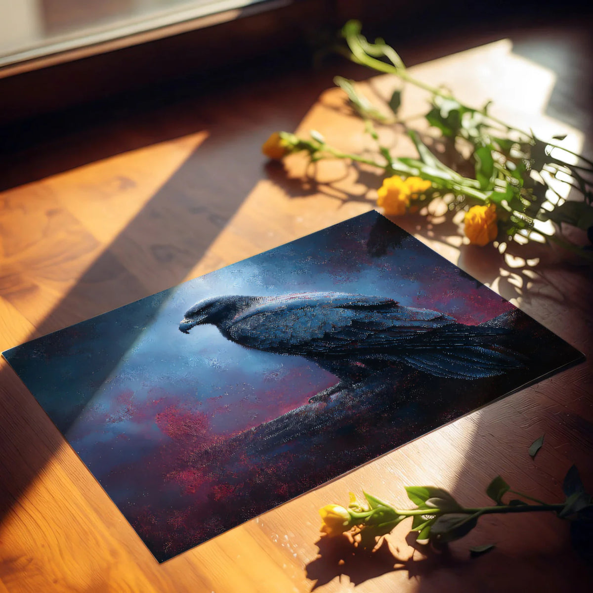 Midnight Eagle Wildlife Mural Wallpaper — Painterly Moody Decor Mural Wallpaper - room preview 03