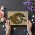 Golden Zen Bonsai Tree Mural Wallpaper — Minimalist Fine Art Mural Wallpaper - room preview 03