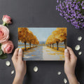 Golden Lakeside Promenade Mural — Impressionist Autumn Landscape Mural Wallpaper - room preview 03