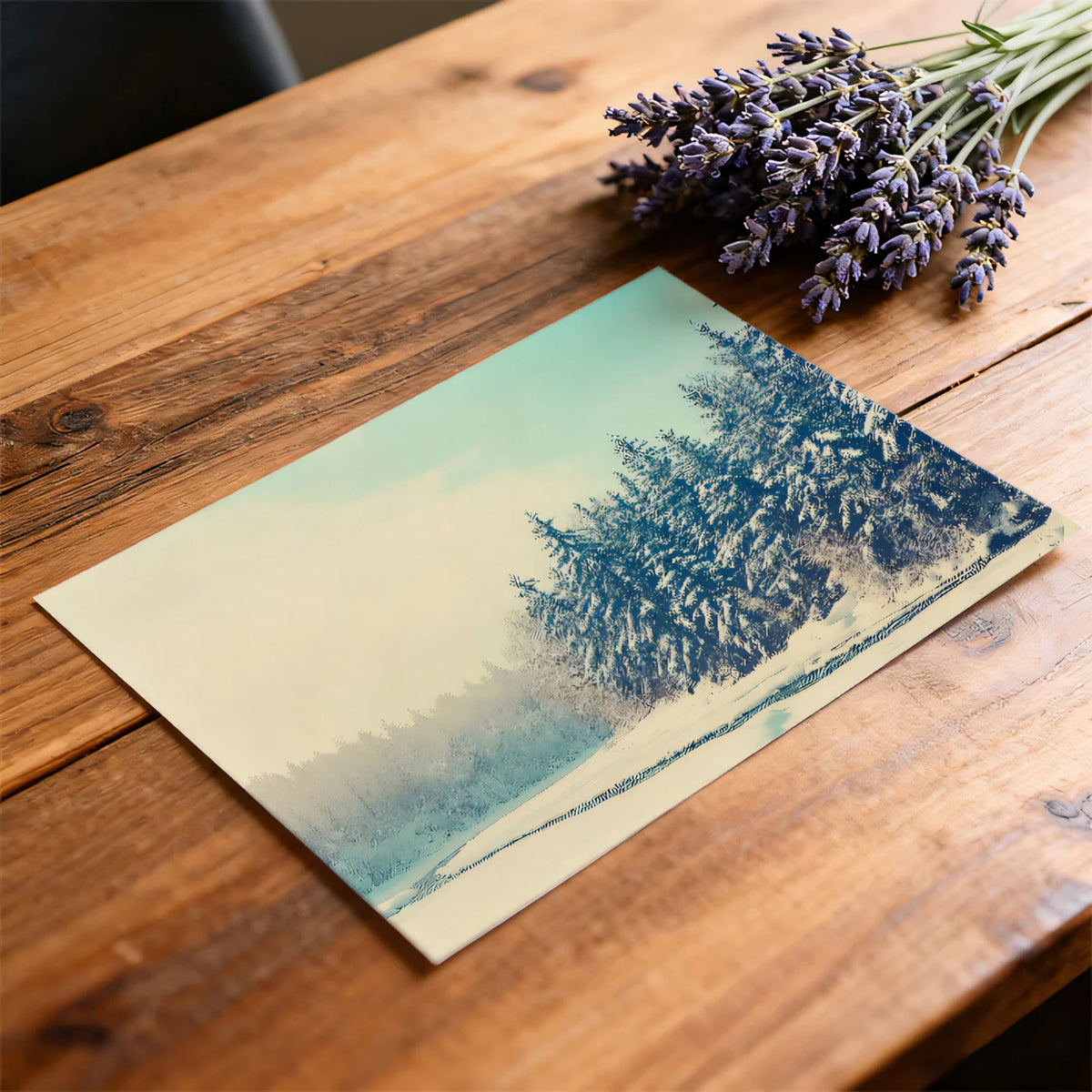 Winter Forest Stream Panoramic Mural Wallpaper — Cold Morning View Mural Wallpaper - room preview 03