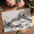 Ink Mountain Peaks Mural Wallpaper — Modern Sketch with Golden Accents Mural Wallpaper - room preview 03