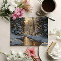 Sunlit Winter Brook Mural Wallpaper — Impressionist Forest Scene Mural Wallpaper - room preview 03