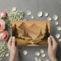 Golden Wilderness Mountain Stream Mural — Oil Painting Style Mural Wallpaper - room preview 03