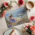 Coastal Impressionist Girl and Seagull Mural Wallpaper - room preview 03