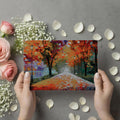 Autumn Lakeside Path Mural Wallpaper — Impressionist Oil Painting Mural Wallpaper - room preview 03
