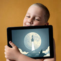 Lunar Rocket Ascent Mural Wallpaper — Minimalist Retro Space Art Mural Wallpaper - room preview 03