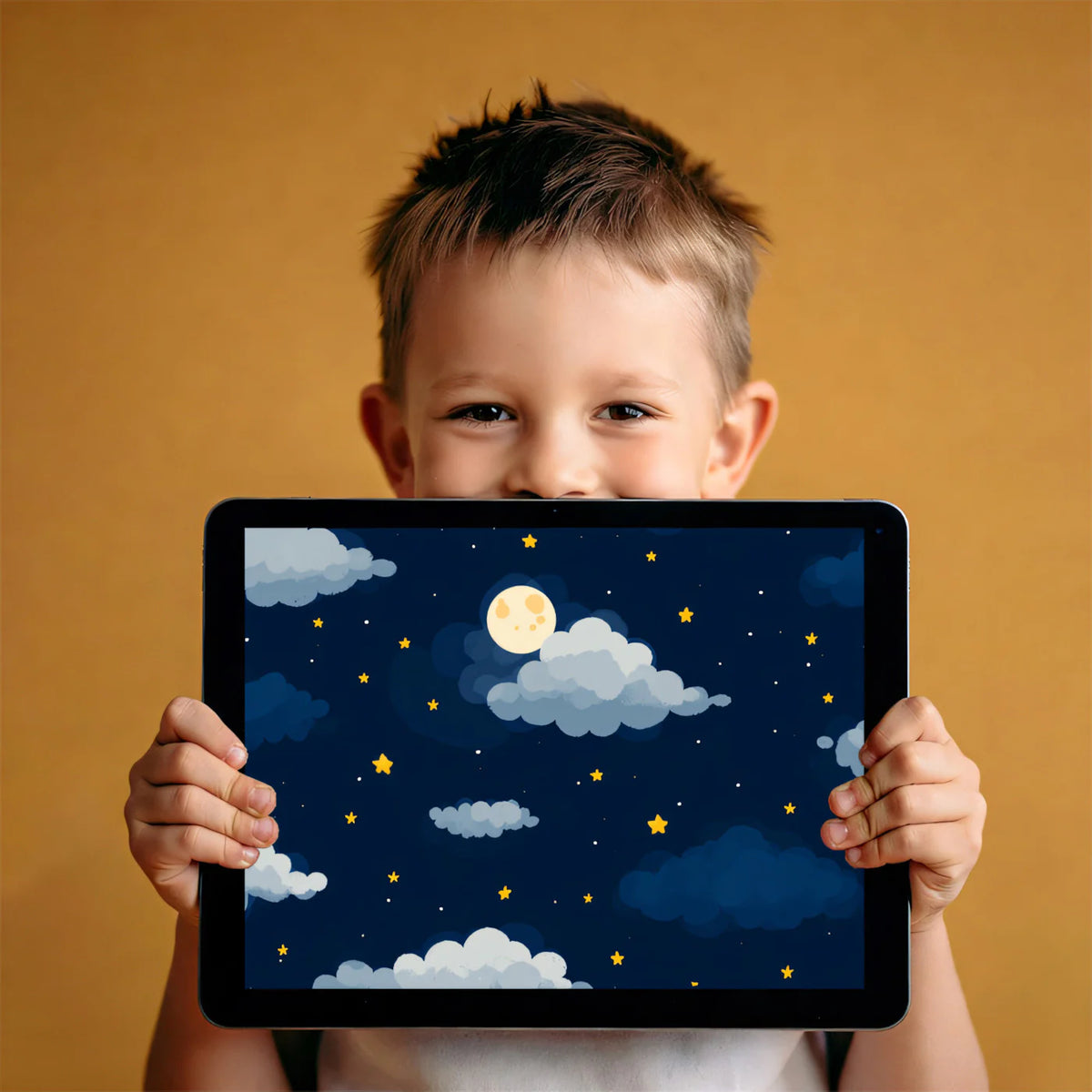 Starry Night Clouds Mural Wallpaper — Whimsical Night Sky Decor Mural Wallpaper - room preview 03