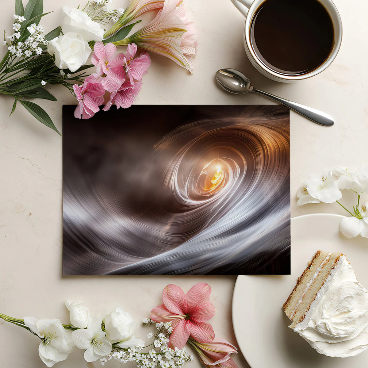 Luminous Cosmic Vortex Mural Wallpaper — Abstract Fluid Wall Art Mural Wallpaper - room preview 03