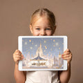 Enchanted Castle Carousel Mural Wallpaper — Whimsical Night Scene Mural Wallpaper - room preview 03