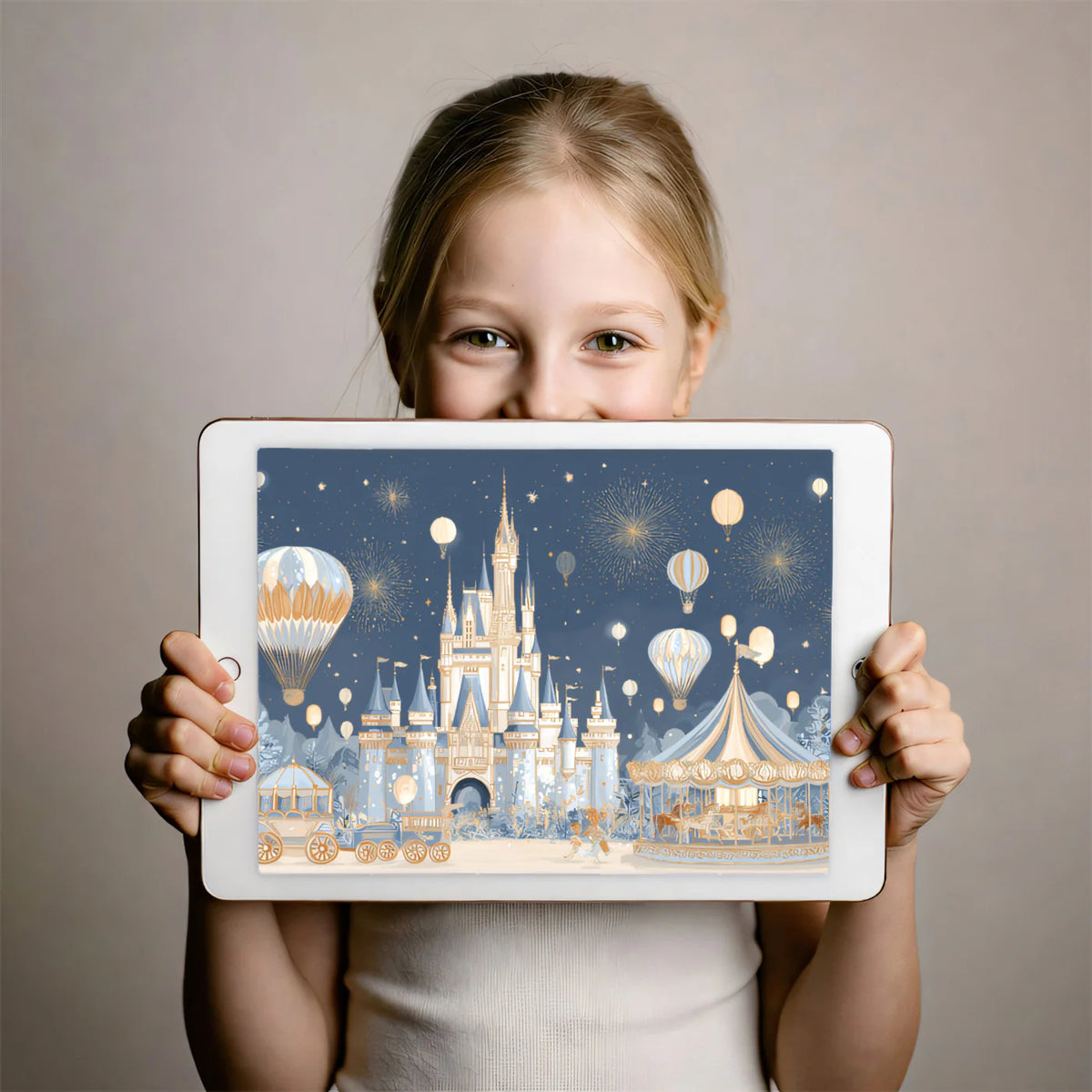 Midnight Castle and Carnival Mural Wallpaper in Blue and Gold Mural Wallpaper - room preview 03
