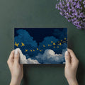 Golden Swallows Mural Wallpaper — Midnight Sky Artistic Design Mural Wallpaper - room preview 03