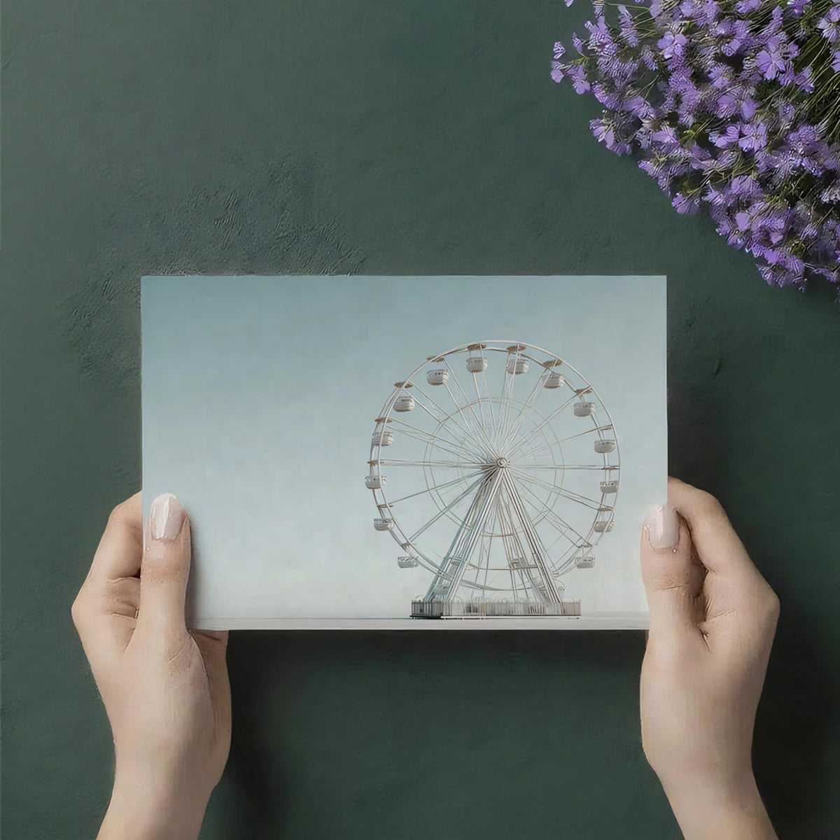 Minimalist Ferris Wheel Mural Wallpaper — Modern Architectural Decor Mural Wallpaper - room preview 03