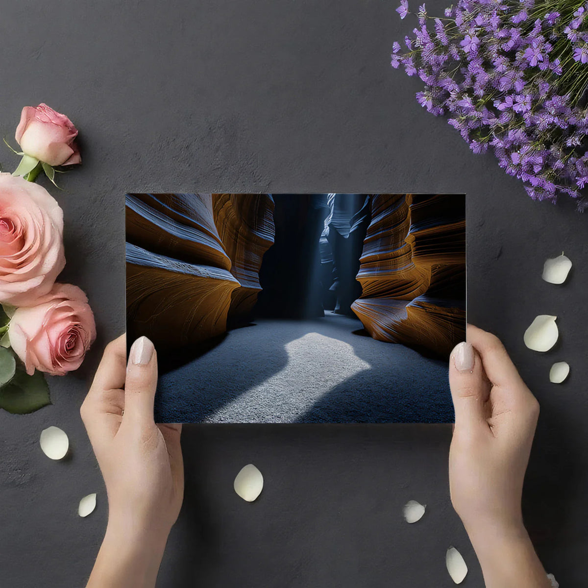 Canyon Light Wall Mural — Moody Geological Landscapes Mural Wallpaper - room preview 03