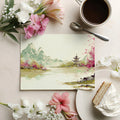 Zen Pagoda Landscape Mural Wallpaper — Painterly Ink Wash Style Mural Wallpaper - room preview 03