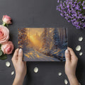 Golden Winter Forest Mural Wallpaper — Radiant Seasonal Landscape Mural Wallpaper - room preview 03