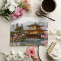 Golden Pavilion Zen Landscape Mural Wallpaper — Painterly Oriental Art Mural Wallpaper - room preview 03