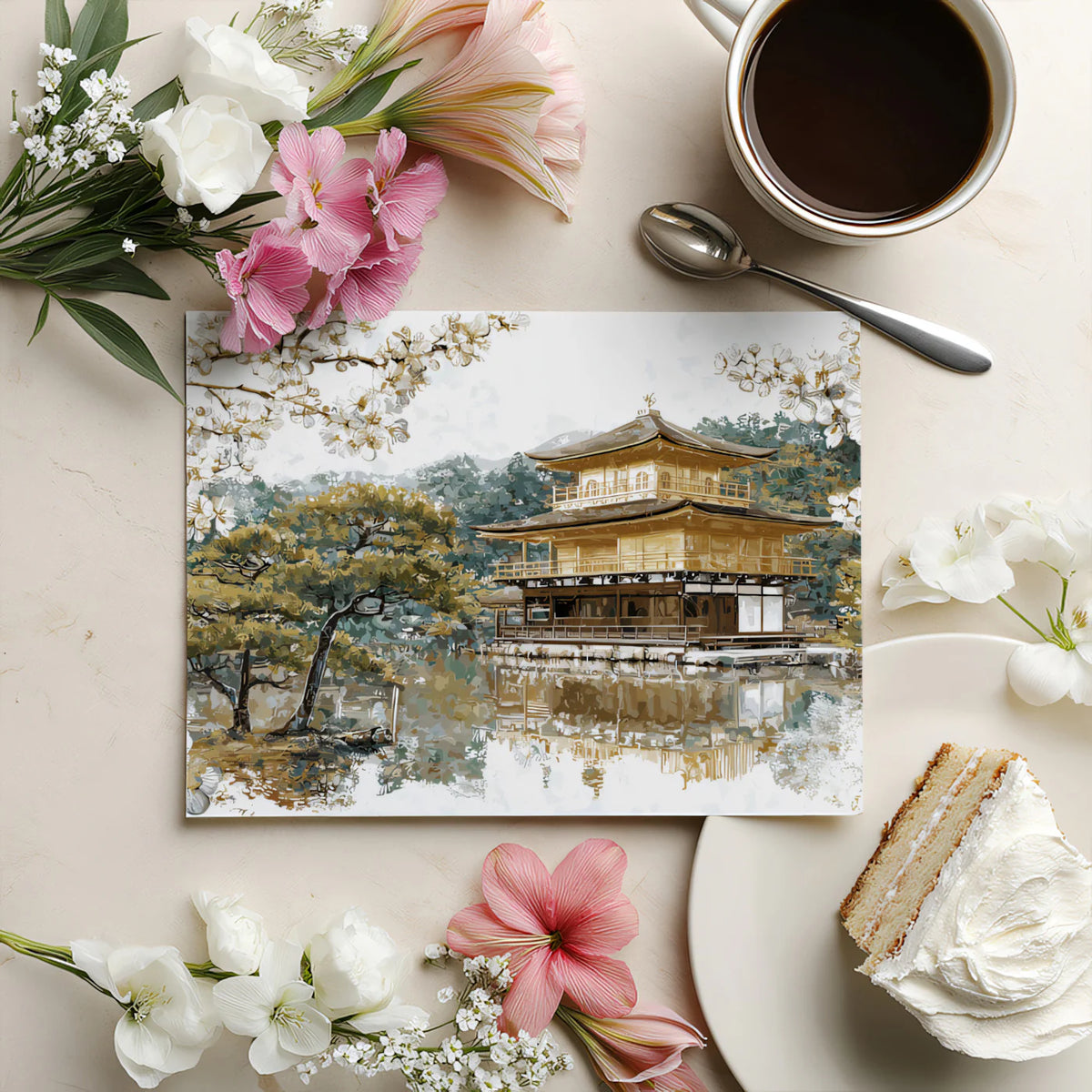 Golden Pavilion Oriental Garden Mural Wallpaper - room preview 03