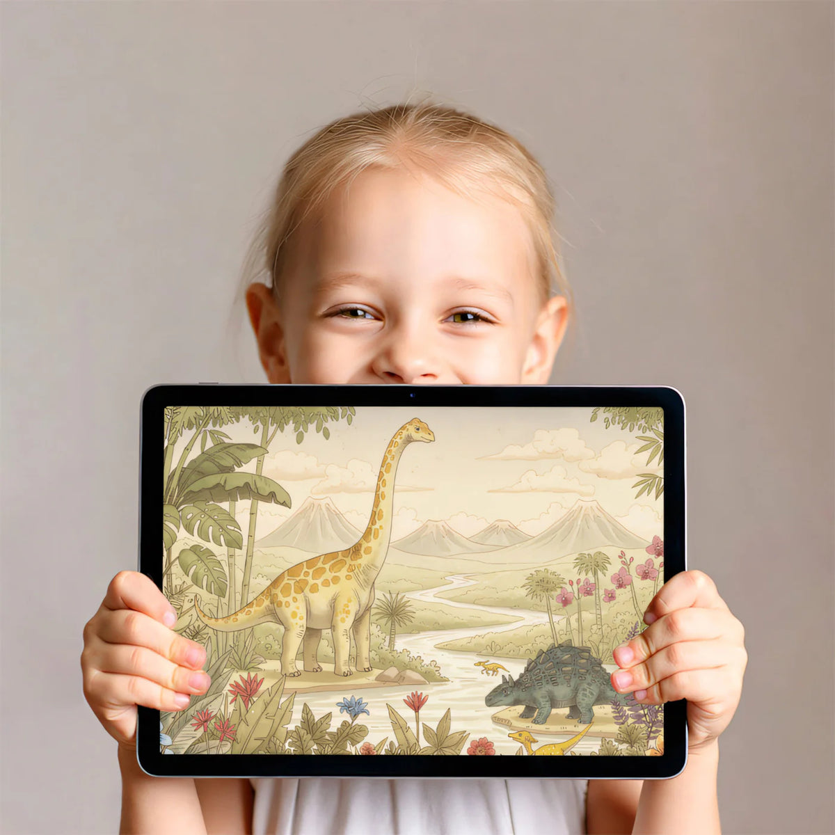 Jurassic Valley Prehistoric Landscape Mural Wallpaper - room preview 03