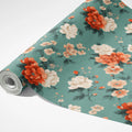 Vintage Rose Garden Floral Mural Wallpaper in Muted Teal Mural Wallpaper - room preview 03