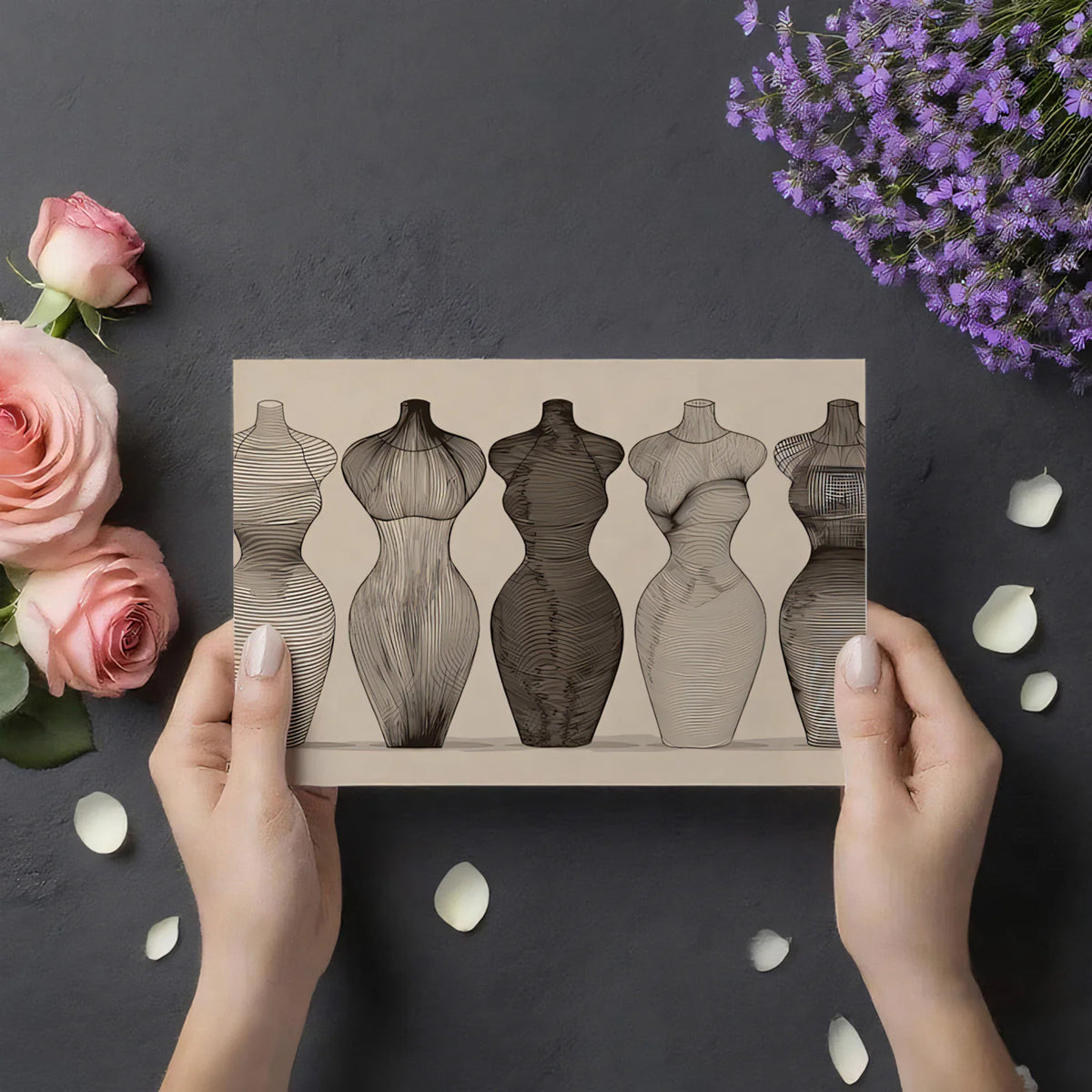 Sculptural Mannequin Line Art Mural — Minimalist Fashion Silhouette Mural Wallpaper - room preview 03