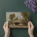 Vintage Tropical Village Mural Wallpaper — Hand-Drawn Landscape Mural Wallpaper - room preview 03